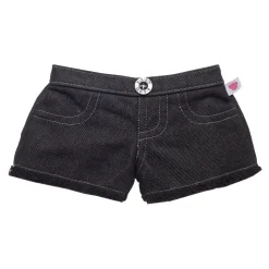 Black Denim Frayed Shorts