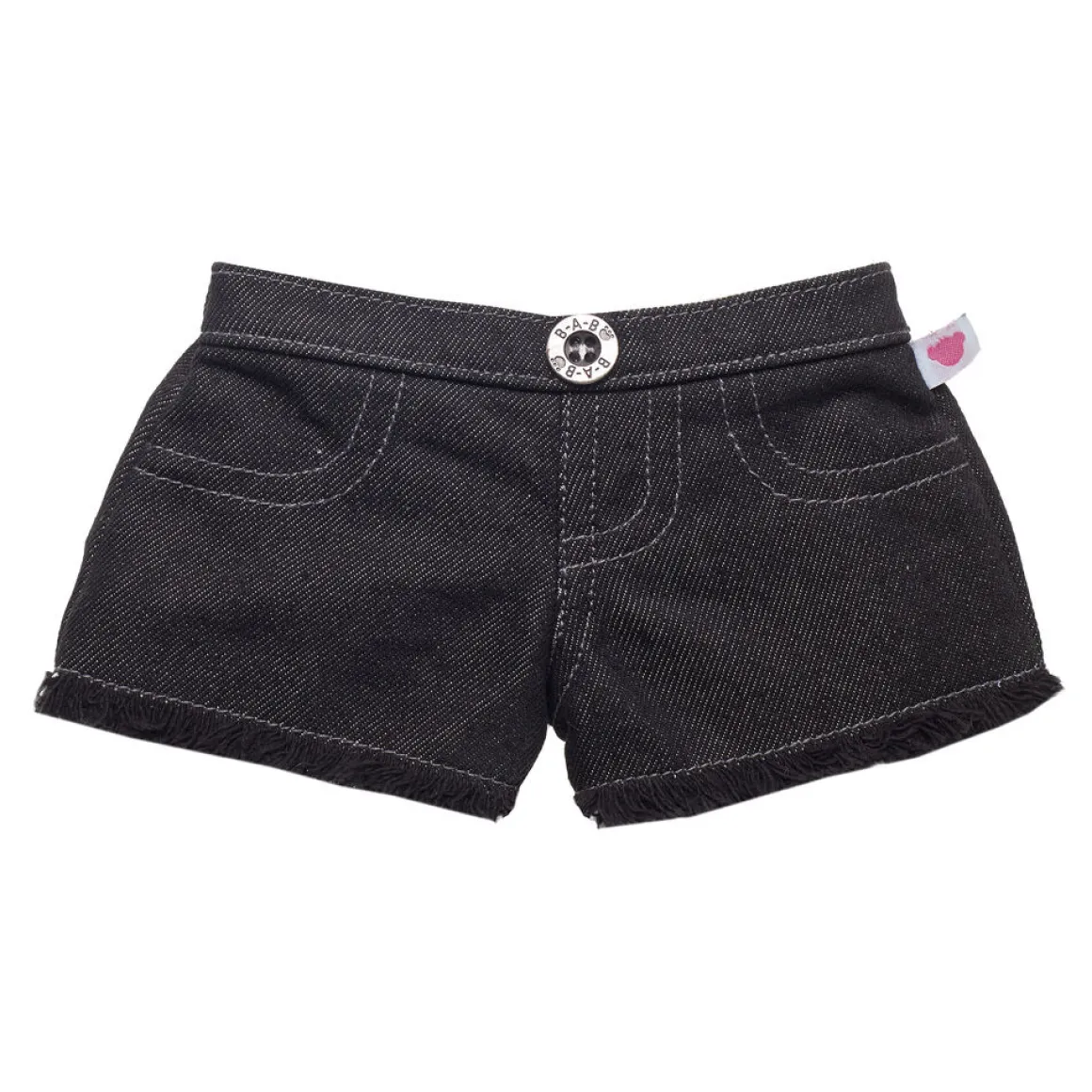 Black Denim Frayed Shorts