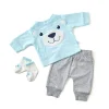 Blue Bear Baby Outfit With Socks - Size 6 Months