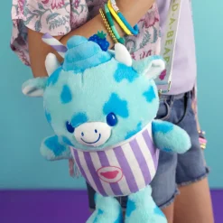 Blue Raspberry Cow Slushie Plushie with Carrying Strap