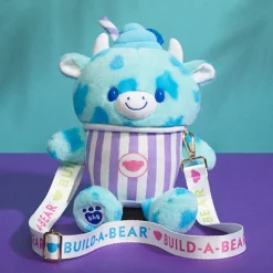 Blue Raspberry Cow Slushie Plushie with Carrying Strap