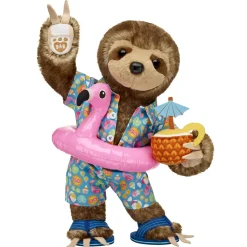 Brown Sloth Stuffed Animal Flamingo Floatie Gift Set