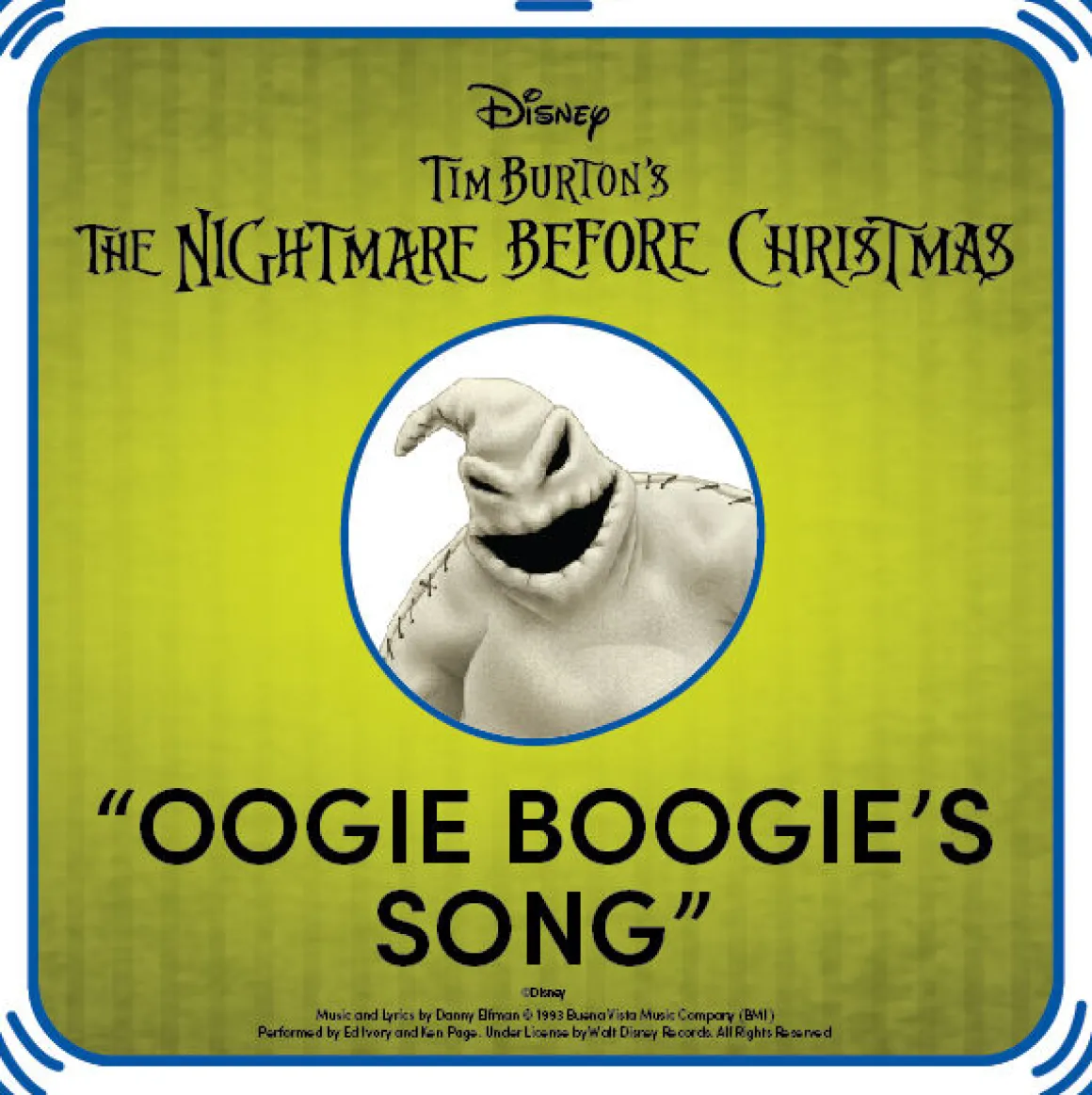 Disney Tim Burton's The Nightmare Before Christmas "Oogie Boogie's Song"