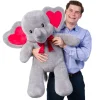 Giant Love You Tons Elephant Stuffed Animal with Red Velvet Gifting Bow
