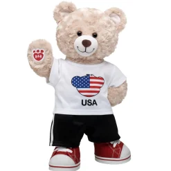 Happy Hugs Teddy Bear USA T-Shirt Gift Set
