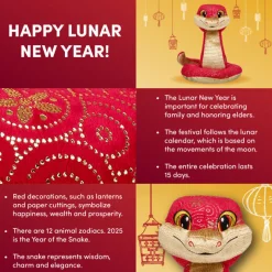 Lunar New Year Red and Gold Snake Stuffed Animal