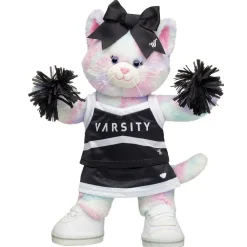 Pastel Swirl Kitty Stuffed Animal Varsity Spirit Black Cheer Uniform Gift Set
