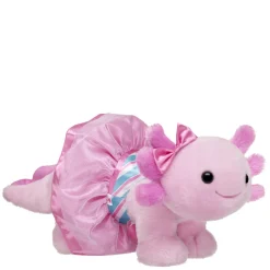 Pink Axolotl Stuffed Animal with Peppermint Dress