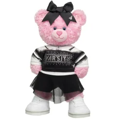 Pink Cuddles Teddy Bear Varsity Spirit All-Star Black Cheer Uniform Gift Set