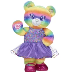 Rainbow Stripes Teddy Bear Leopard Print Gift Set