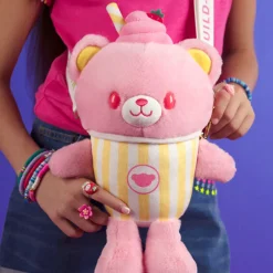 Strawberry Lemonade Bear Slushie Plushie with Carrying Strap