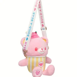 Strawberry Lemonade Bear Slushie Plushie with Carrying Strap